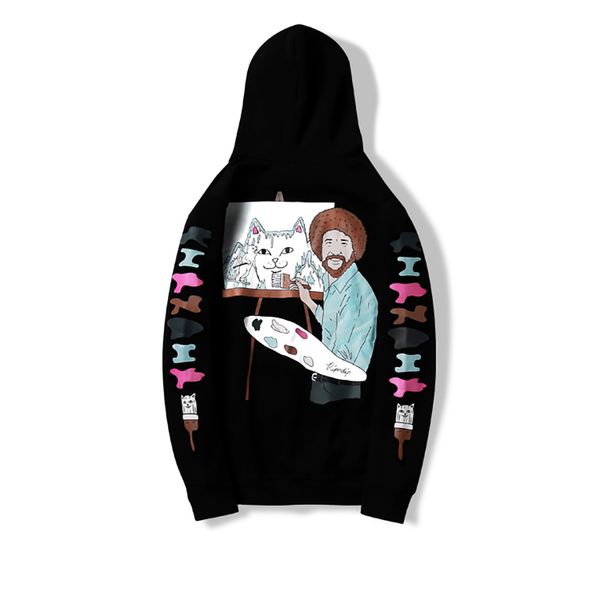 

street hip hop women men sweatshirt mens designer hoodie ripndip painter plus velvet sweater slim casual fashion brand hoodie black white