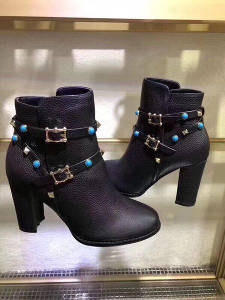 

fashion women's casual high 9.5cm high heel canvas shoes luxury rivet suede leather martin boots valen shoes motorcycle boots, Black