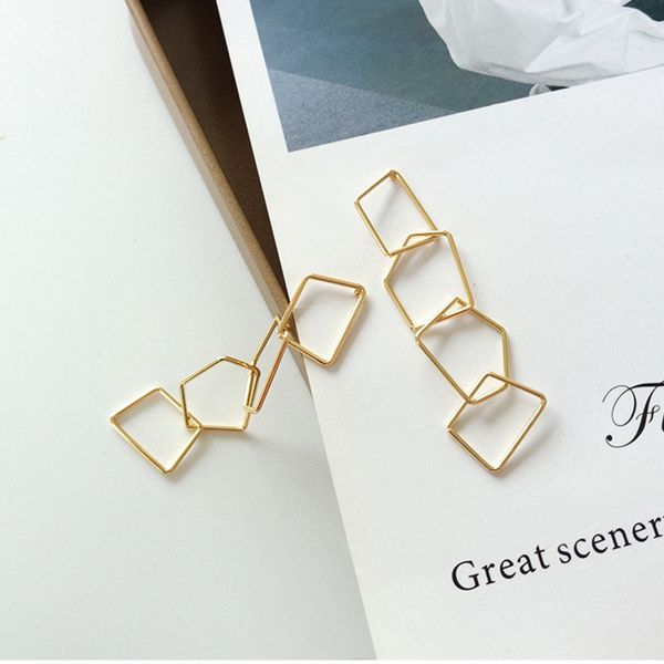 

новый простой темперамент преувеличение панк-стиль длинный абзац нерегулярные металлические геометрические полые серьги для женщин ювелирные, Silver