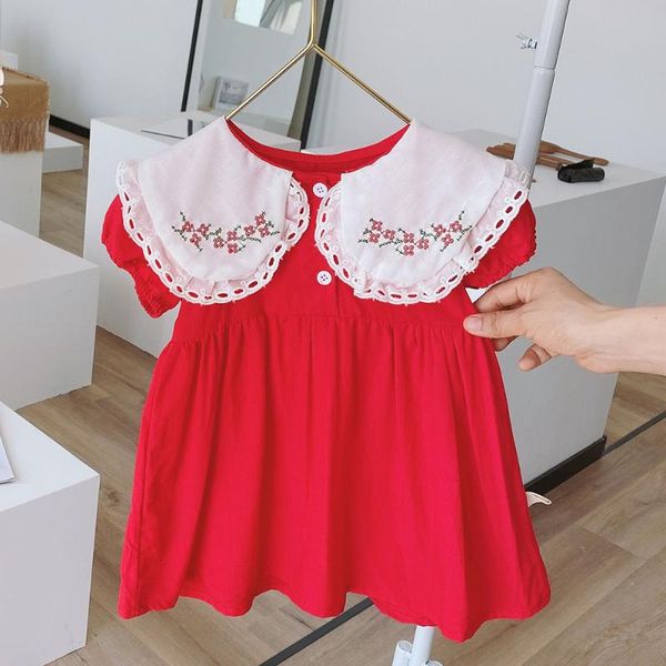 

amya baby kids summer dress cotton red color cute girl clothes back to school little girls dresses birthday infant clothing, Red;yellow