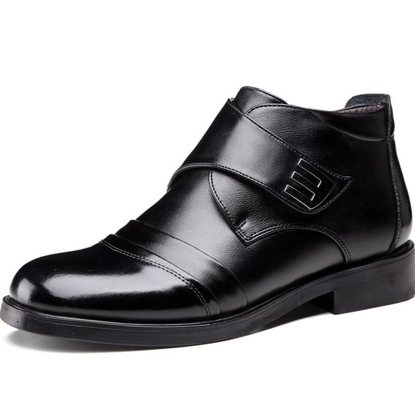 

brand big size 46 men's winter boots fashion wool winter shoes men genuine leather boots winter men dress formal mans footwear, Black