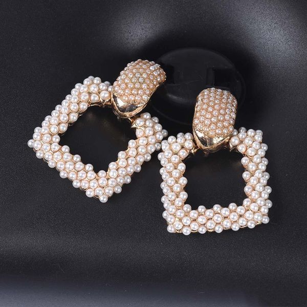 

new statement za earrings women geometric square faux pearl earrings female wedding bridal party evening hanging earrings, Silver