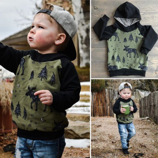 

toddler baby boys hooded sweatshirt reindeer autumn winter hoodies clothes, White