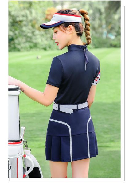 

pgm women's golf short skirt high-elastic slim golf costume summer breathable pleated skirt ,ing, Black;red