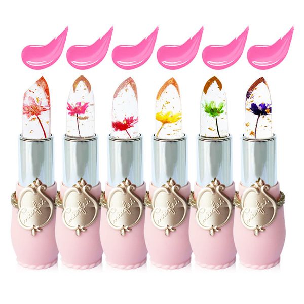 

6 colors flower lipstick jelly transparent temperature change matte lip balm winter lips protector waterproof 3.8g