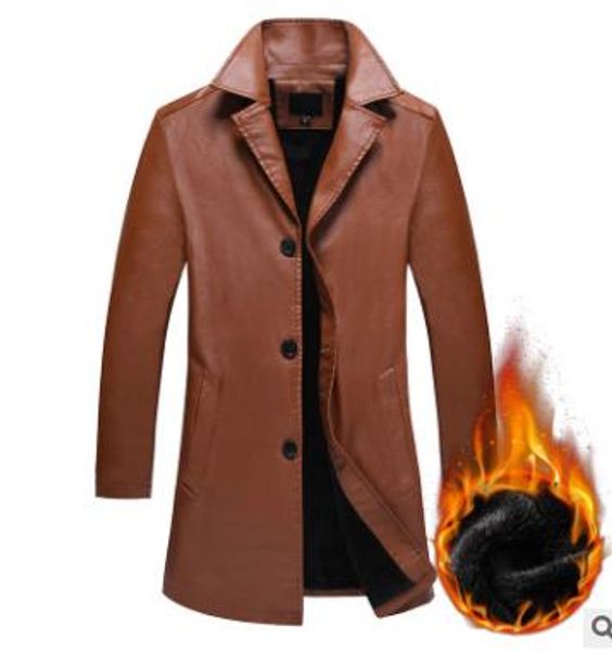 

designer pu mens coat fashion lapel neck loose jacket casual long sleeves solid color outerwear male jacket, Black