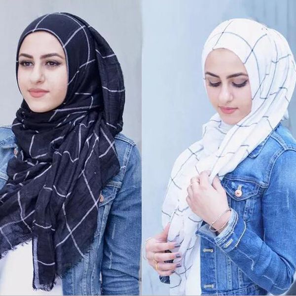 

85*185cm muslim women print cotton hijab scarf islamic headscarf foulard femme musulman ladies shawl headwear plaid scarves, Red