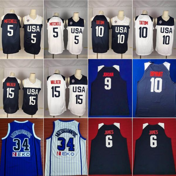 

stitched team usa 2019 world cup basketball jersey michael 9 lebron james 6 kobe bryant 10 donovan mitchell 5 kemba walker 15, Black;red