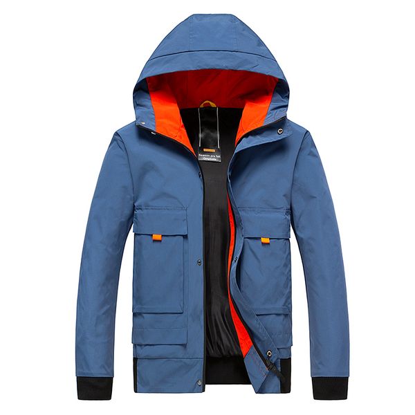

2019 autumn new men's hooded jacket men's windproof warm casual jacket quality fabric fashion large pocket casual, Black;brown