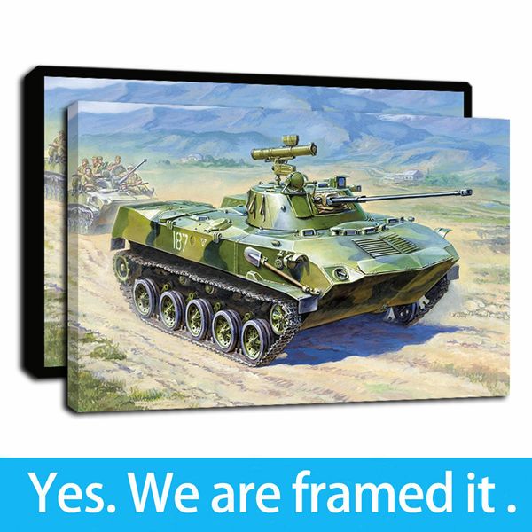 

framed artwork truck russian tank oil paintings hd print on canvas wall art paintings picture poster for home decor - ready to hang