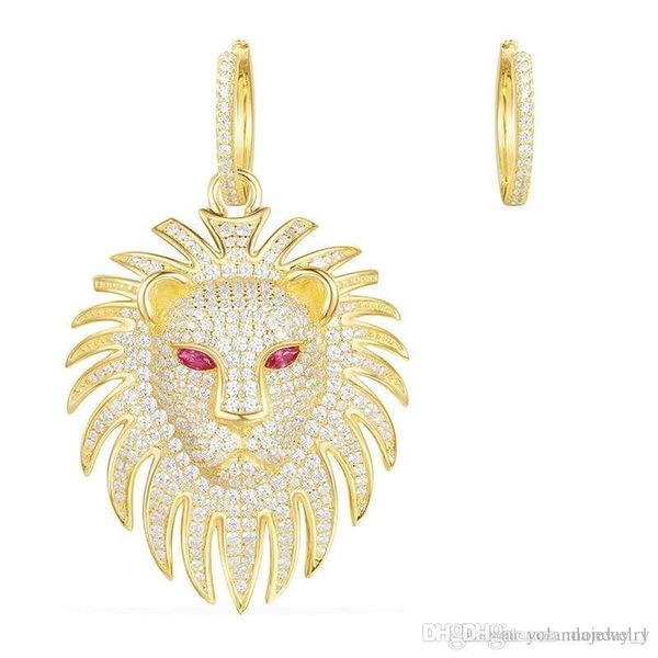 

new trendy women earrings yellow gold plated cz lion head earrings for girls women nice gift, Golden;silver