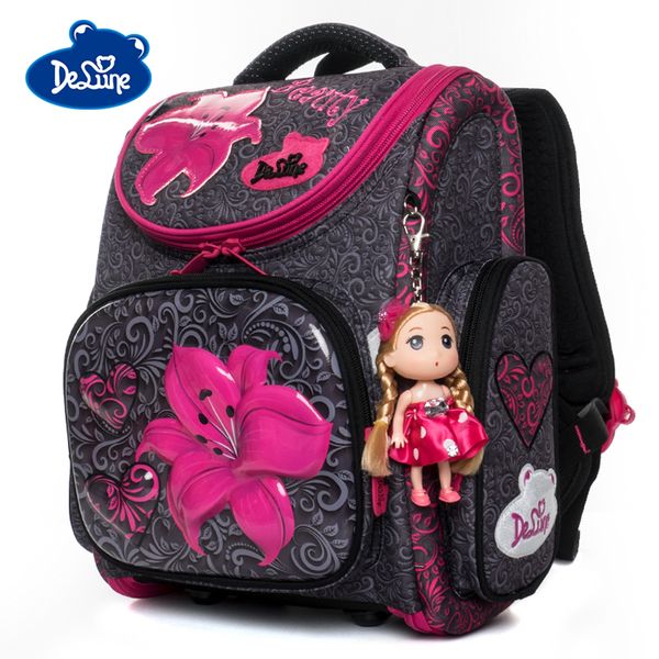 

delune cartoon school bags backpack for girls boys bookbag flower pattern children orthopedic backpack mochila infantil grade 3
