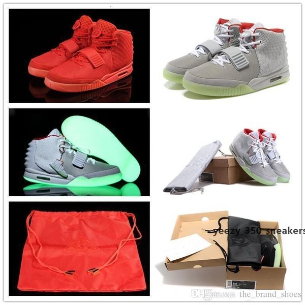

(С Коробкой )Kanye West 2 Ii Sp Red October Sports Basketball Shoes With Dust Bag Мужские Серо-Черные Светящиеся Темные Спортивные Кроссовки Размер 7 -13