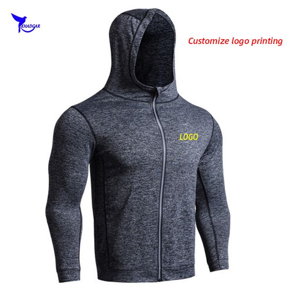 

2020 new quick dry stretch running hoodies men gym fitness sportswear sweatshirt outdoor jogging jackets hooded coat customize, Black;red
