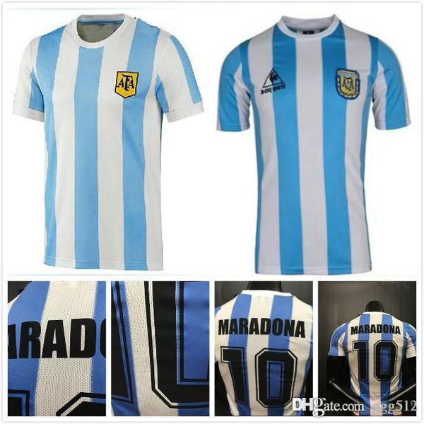 

retro version 1986 argentina home soccer jersey 10 messi maradona caniggia 1978 quality football shirt batistuta, Black;yellow