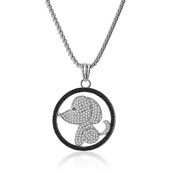 

2019 cute delicate animal theme pendant necklace copper zircon jewelry sitting puppy small animal series necklace high quality, Silver