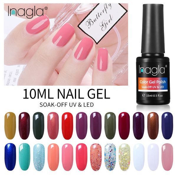 

nail gel inagla 15ml polish hybrid varnishes all for manicure nails art 241 colors uv led design base coat, Red;pink