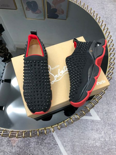 

fast delivery new style high-end luxury men's casual sneakers triple fashion men's brand men's shoes platform studded shoes s, Black