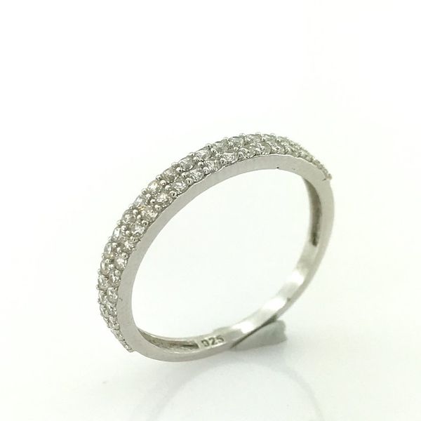 

tiny two row half round cubic zirconia elegant silver ring, Golden;silver
