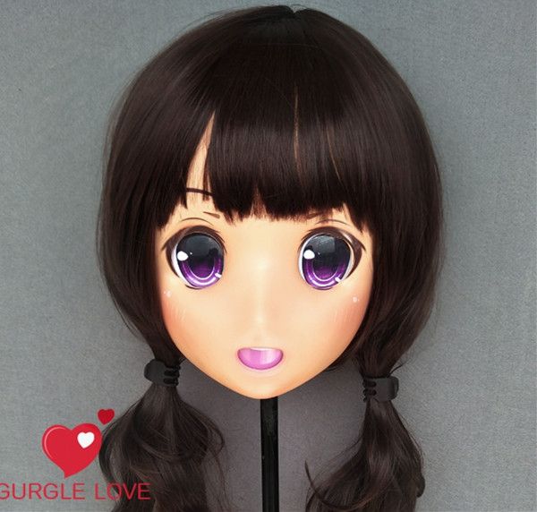 

gl mask 35) real lifesize halloween party bjd baby doll anime mask cosplay kig anime silicone masks cosplay kigurumi cross dressing, Black;red