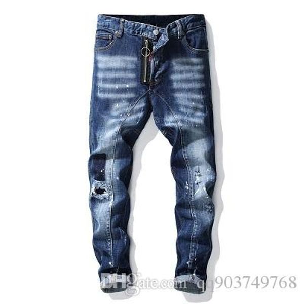 

джинсы мужчины плюс размер мужчины casual мужская мода карманы джинсы solid denim брюки button fly карандаш брюки потте, Blue