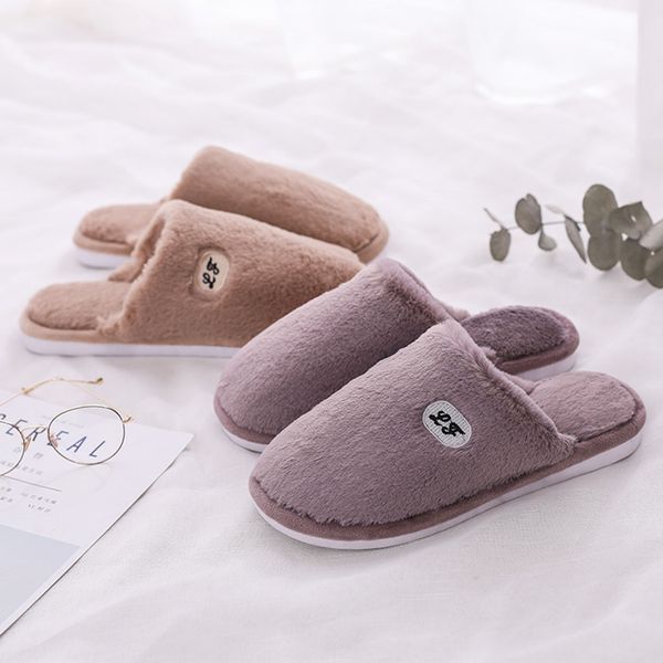 

men winter plush slippers home bedroom casual slipper mens warm fur indoors floor shoes soft suede flat slides couple shoes new, Black