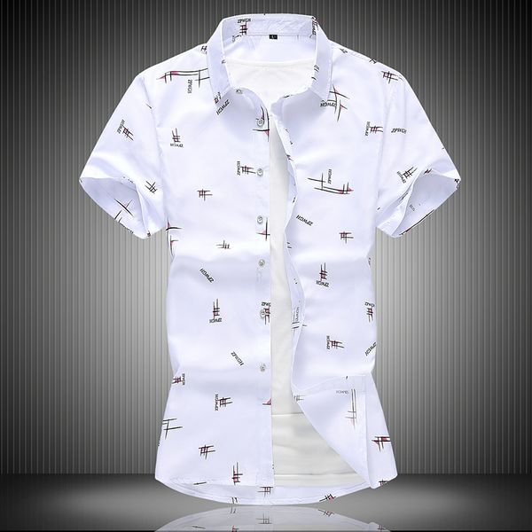 

tide summer brand men short sleeve shirts letter printed casual business male shirts camisas masculina plus size 5xl 6xl 6xl, White;black