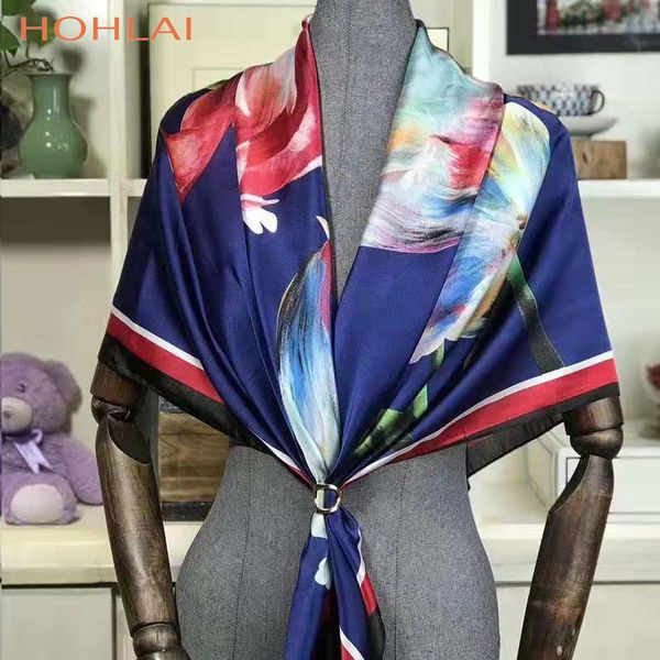 ladies navy silk scarf