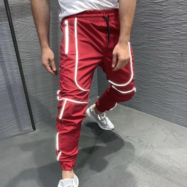 

patchwork jogging sportswear training gym fitness elastic pencil trouser safe night running jogger sport reflective pants1, Black