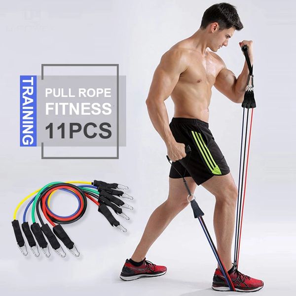 

resistance band 11pcs fitness exercise tubes gym training rope sports yoga pull rope pilates rubber expander elastic bands yfa2040-1