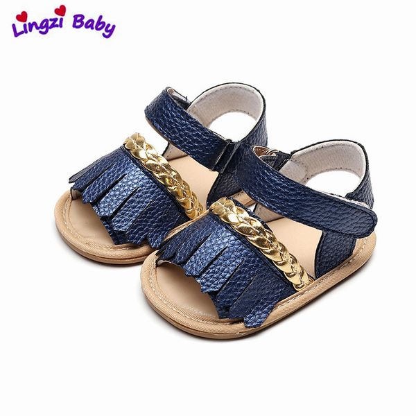 

newborn infant baby girls sandals prewalker non-slip hollow princess summer tassel pu leather shoes 0-24m, Black;red