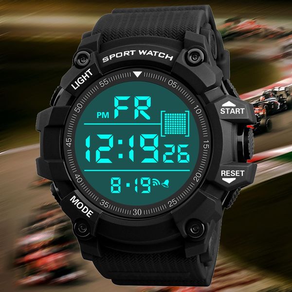 

men luxury digital watch waterproof electronic led watch date men's outdoor sports watches silicone strap luminous alarm watches, Slivery;brown