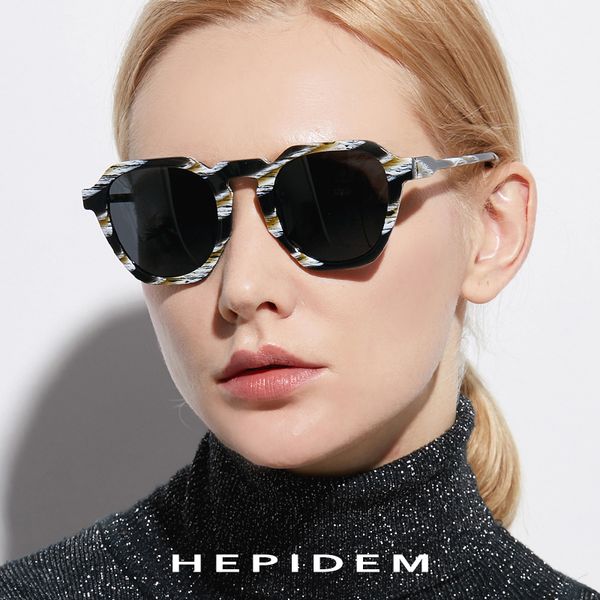 

hepidem acetate polarized sunglasses women 2019 new vintage retro round sun glasses for women brand design big oversize sunglass, White;black