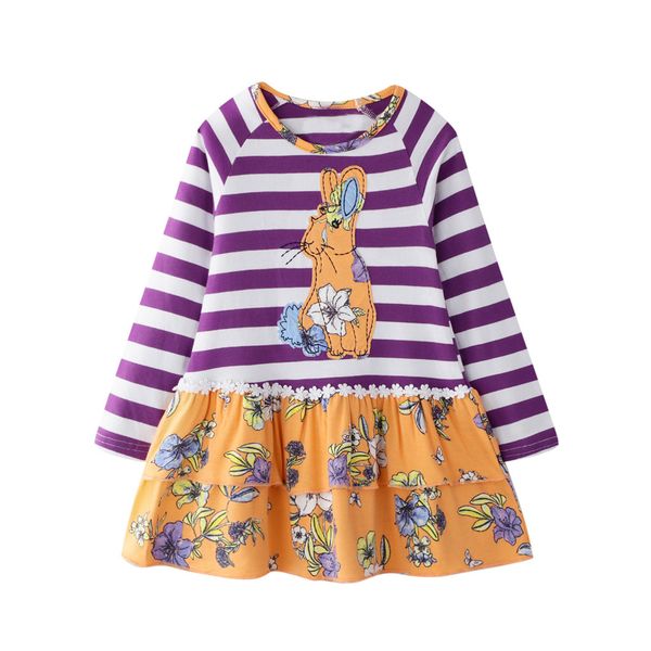 

2019 toddler kids baby girls casual cartoon floral striped princess dress clothes vestidos girls dress kids dresses for, Red;yellow