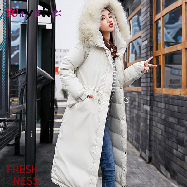 

women's down & parkas 2021 winter jacket women warm loose fur hooded cotton parka for padded thick long female and coat, Black