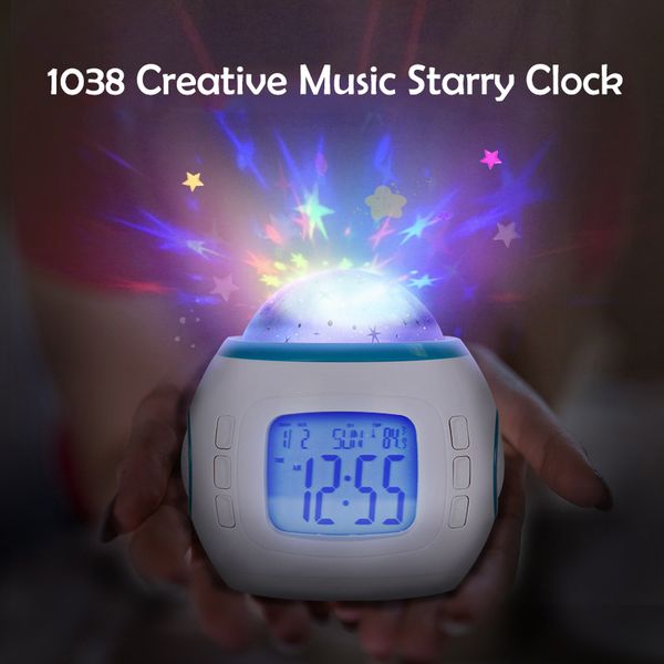 

digital alarm clock colorful lights home decorative music starry star sky projection alarm clock temperature display calendar