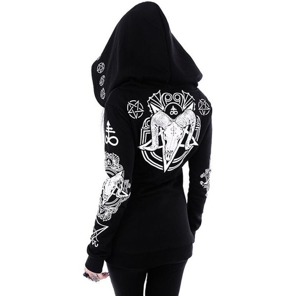 

rosetic black hoodie sweatshirt women plus size coat punk gothic print hooded hipster streetwear big sizes 5xl goth dark hoodies