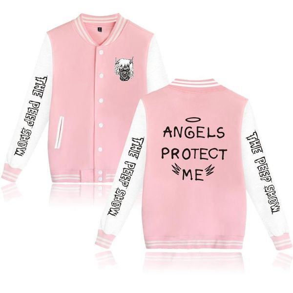 

sweatshirt hop pocket baseball me sudadera women men lil streetwear harajuku hip jacket hoodies peep with angels protect fqpes, Black