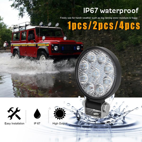 

1pc/2pcs/4pcs 9v-30v 90w 3inch round car off-road truck 9bead led work light spotlight fog lamp 6000k trolley led work light