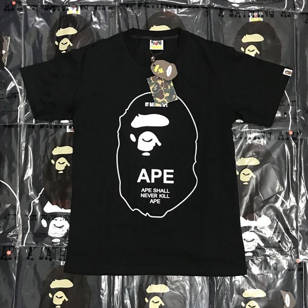 

bape new fashion mens designer t shirt mens casual short sleeves summer couples tees, White;black