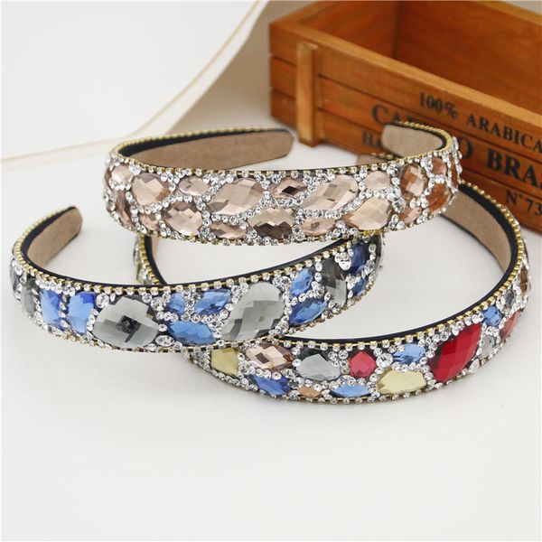 

baroque crystal hairbands for queen tiaras bridal headdress wedding crown girls makeup face prom hair jewelry ornaments headband, Golden;white