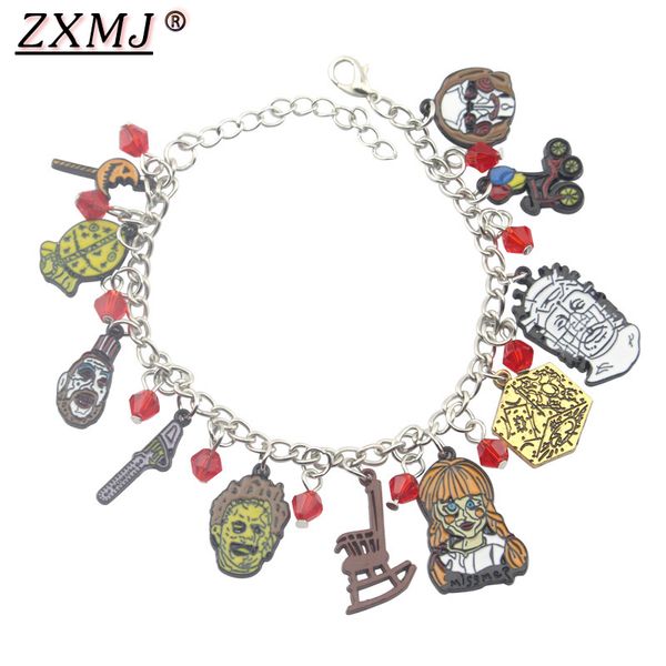 ZXMJ Jason Voorhees Pulseira de Horror Filme Black Friday Figura Dos Desenhos Animados Anime Braceletes Charme Vintage Para Halloween Jewelry presentes