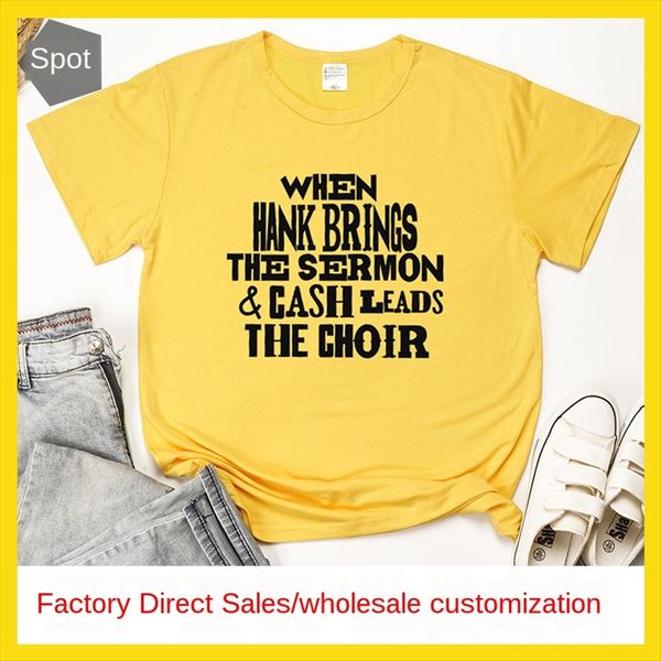 

when hank brings the sermon letter casual loose short-sleeved t-shirt when hank brings the sermon letter casual loose short-sleeved t-shirt, White