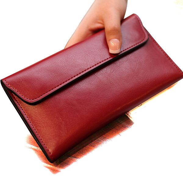 

sunny beach famous brand 2019 genuine leather women wallet purse bag designer wallets long money wallet y190701, Red;black