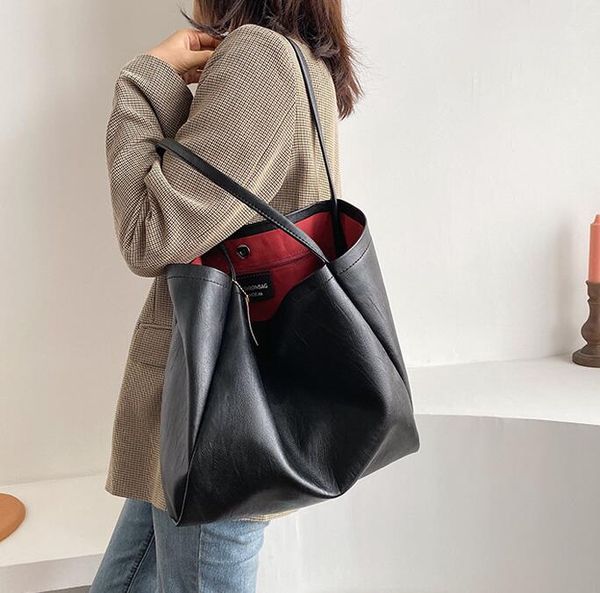 

luxury women oversize handbag designer lady large capacity single shoulder bag classic plain big bags tote bag/2
