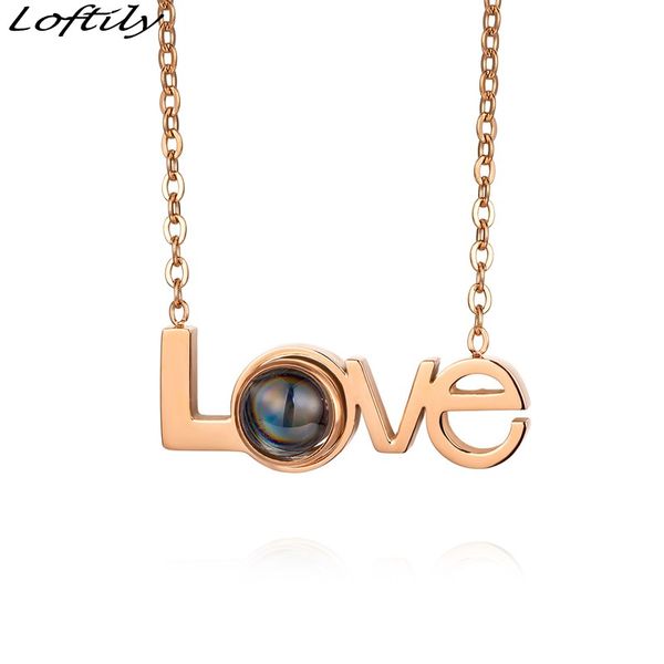 

stainless steel 100 language i love you necklace projection pendant romantic love wedding necklace personalized jewelry 520, Silver