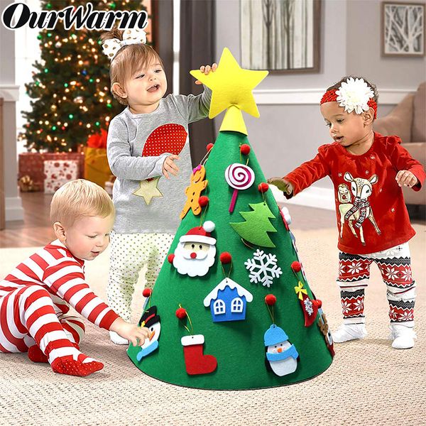 

ourwarm diy toddler felt christmas tree with hanging ornaments children xmas new year gifts merry christmas party decoration y191030