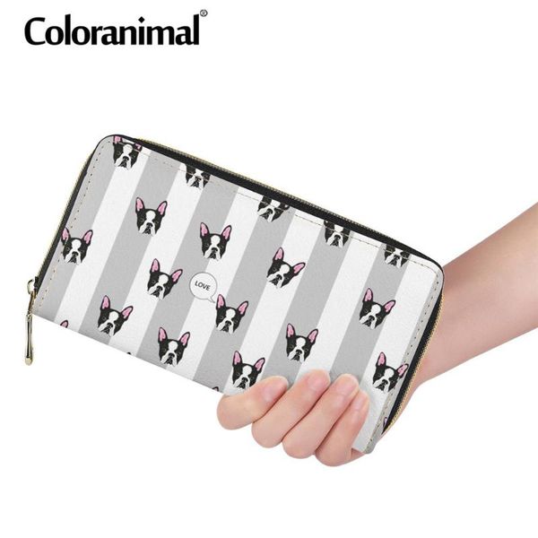 

coloranimal women wallet purse female cute dogs pattern wallets large capacity mobile phone fashion wild pouch handbag for lady, Red;black