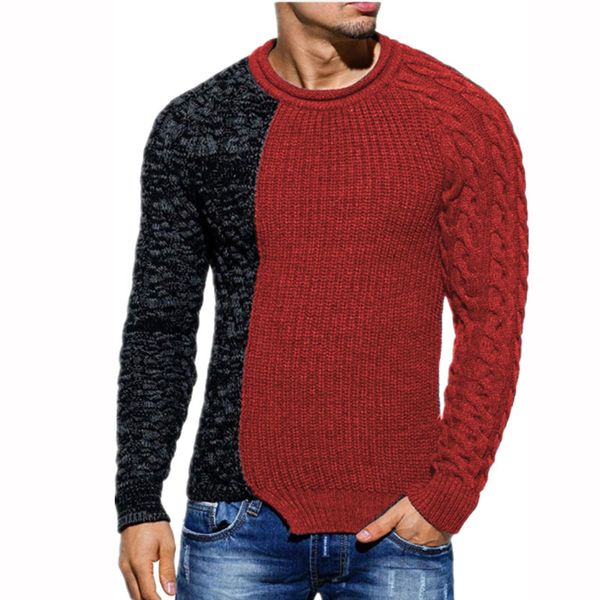 

zogaa 2019 casual men's autumn sweater o-neck patchwork slim fit knitwear mens pullovers sweaters male pull homme sweaters, White;black