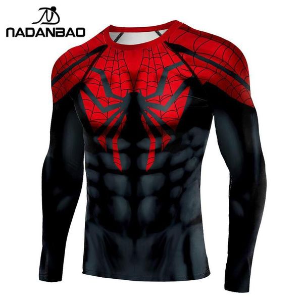

nadanbao new fitness shirts costume 3d print superhero yoga compression shirt black spider t-shirt clothing, White;red